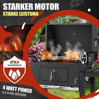 KESSER® elektrischer Edelstahl Grillspieß Set 107cm für Weber Spirit