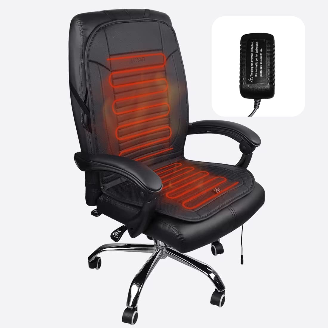 OLYDON Beheiztes Sitzkissen, rechteckig, dunkelgrau. Wärmt Sitzflächen. Inkl. Netzteil und Überhitzungsschutz.