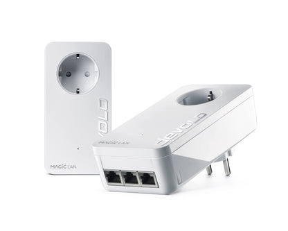 devolo Magic 2 LAN triple Starter Kit Powerline Adapter weiss. Rechteckig. Überträgt LAN-Daten via Stromnetz für stabiles Netz.