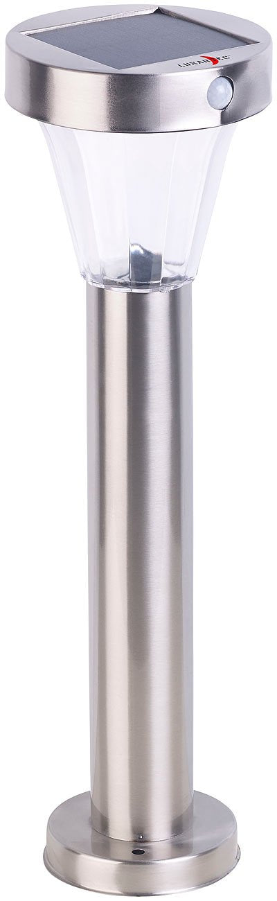 Lunartec Solar-LED-Wegeleuchte 4er-Set, Edelstahl, Sensor