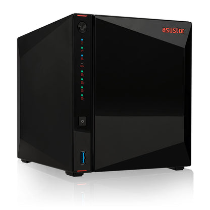 Asustor AS5304T Netzwerkspeicher – Schwarz Sans Disque: Quaderförmiges NAS mit vier Einschüben zur zentralen Datenspeicherung.
