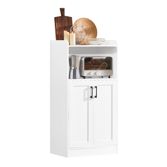 SoBuy FSB47-W Mikrowellenschrank Sideboard Weiss. Weißer Schrank mit Fach für Mikrowelle und Ablagefläche.
