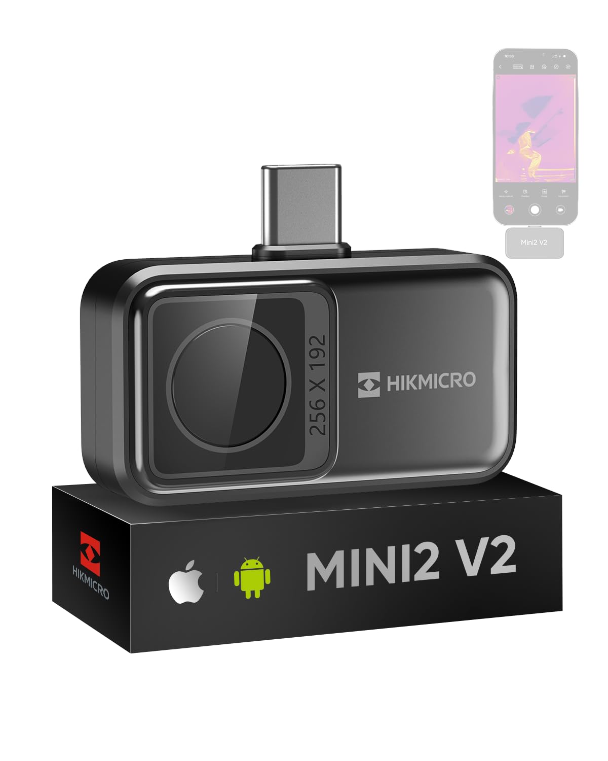 HIKMICRO Mini2 V2 Wärmebildkamera für Android und iOS mit 256×192 IR-Auflösung und USB-C/Lightning-Anschluss