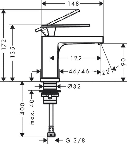 hansgrohe Tecturis E Waschtischarmatur - Kaltwasser, Mattweiss