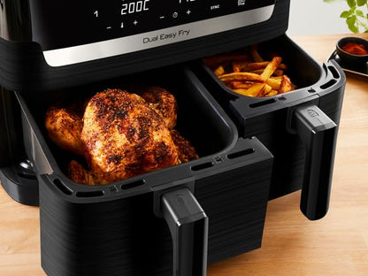 Tefal Dual Easy Fry Heissluftfritteuse Doppelkammer - Schwarz EY9018