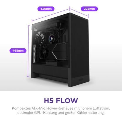 NZXT H5 Flow ATX Mid-Tower Gaming PC Gehäuse - Schwarz