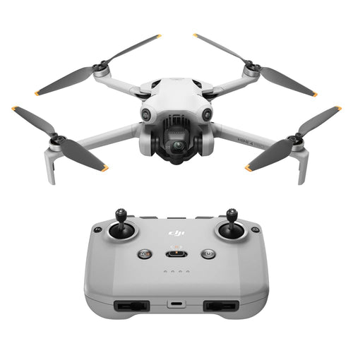 DJI Mini 4 Pro Faltbare 4K Drohne – RC-N2 Fernsteuerung. Grauer, faltbarer Quadrocopter für 4K Luftaufnahmen mittels RC-N2.