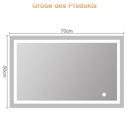 Trintion LED Badspiegel 70x50 cm mit Touch-Schalter und Anti-Beschlag