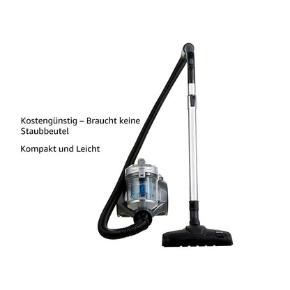 Amazon Basics Zylinder-Staubsauger – 700 W, Beutellos, Schwarz/Blau
