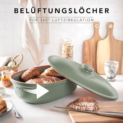 Römertopf Brottopf oval MAXI Keramik – 6,5 Liter Grün