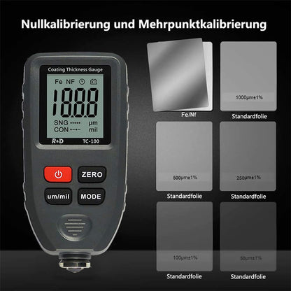 RDINSCOS Lackschichtdickenmessgerät Auto - Eisen/Aluminium 0-1300µm