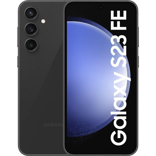 Samsung Galaxy S23 FE Dual SIM 5G - 256GB Graphite. Rechteckiges Graphite-Smartphone zur Kommunikation und App-Nutzung.