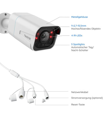Reolink RLC-811A 4K PoE Outdoor Kamera - Smarte Erkennung, Zoom