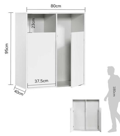 mokebo Der Wäschehüter Wäscheschrank 2 Fächer Weiss 95x80x40 cm