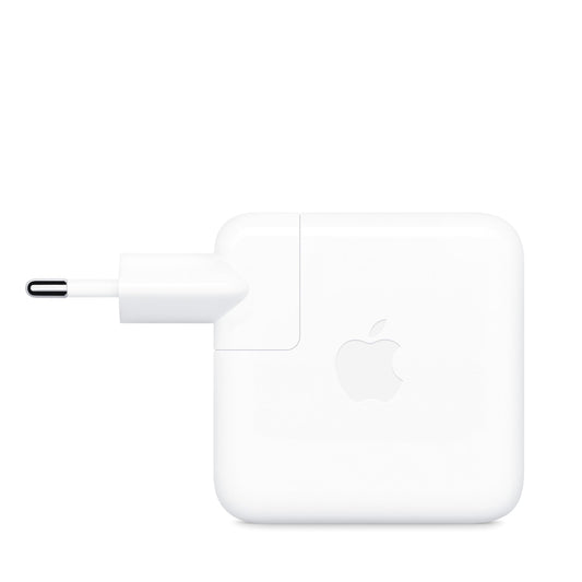 Apple 70W USB-C Power Adapter – Netzteil für MacBook. Weißes, rechteckiges Netzteil zum Laden von MacBooks über USB-C.