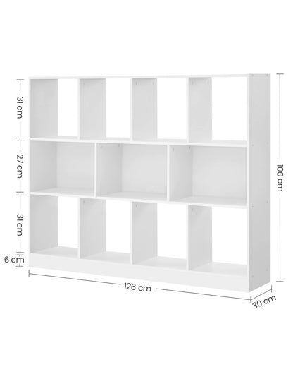 VASAGLE Bücherregal LBC054T14, Würfelregal mit 11 Fächern, weiss