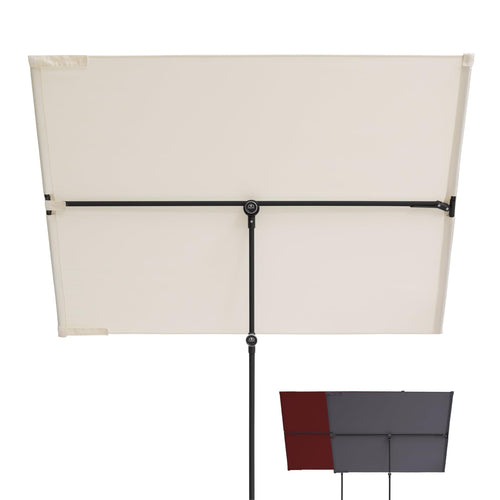 Doppler Active Balkonblende Black Edition 170 x 130 cm Natur, rechteckiger Sonnenschirm mit Stahlgestell