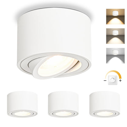 GeyouLux LED Aufbauspot Dimmbar Rund Weiss - Extra Flach