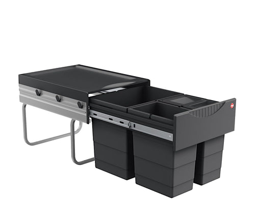 Hailo Raumspar-Tandem Abfallsammler - 18+2x 8.5 L Dunkelgrau