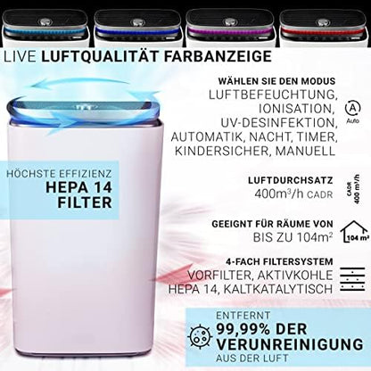 Unold Omega 87610 Luftreiniger Befeuchter – Weiss