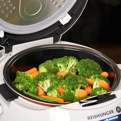 REISHUNGER Starter Set Digital-Reiskocher & Dampfgarer Schwarz mit Reis