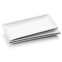 WishDeco Servierplatte 3er Set Porzellan, rechteckig, weiss, 35x15 cm – zum Servieren von Kuchen, Sushi und Desserts