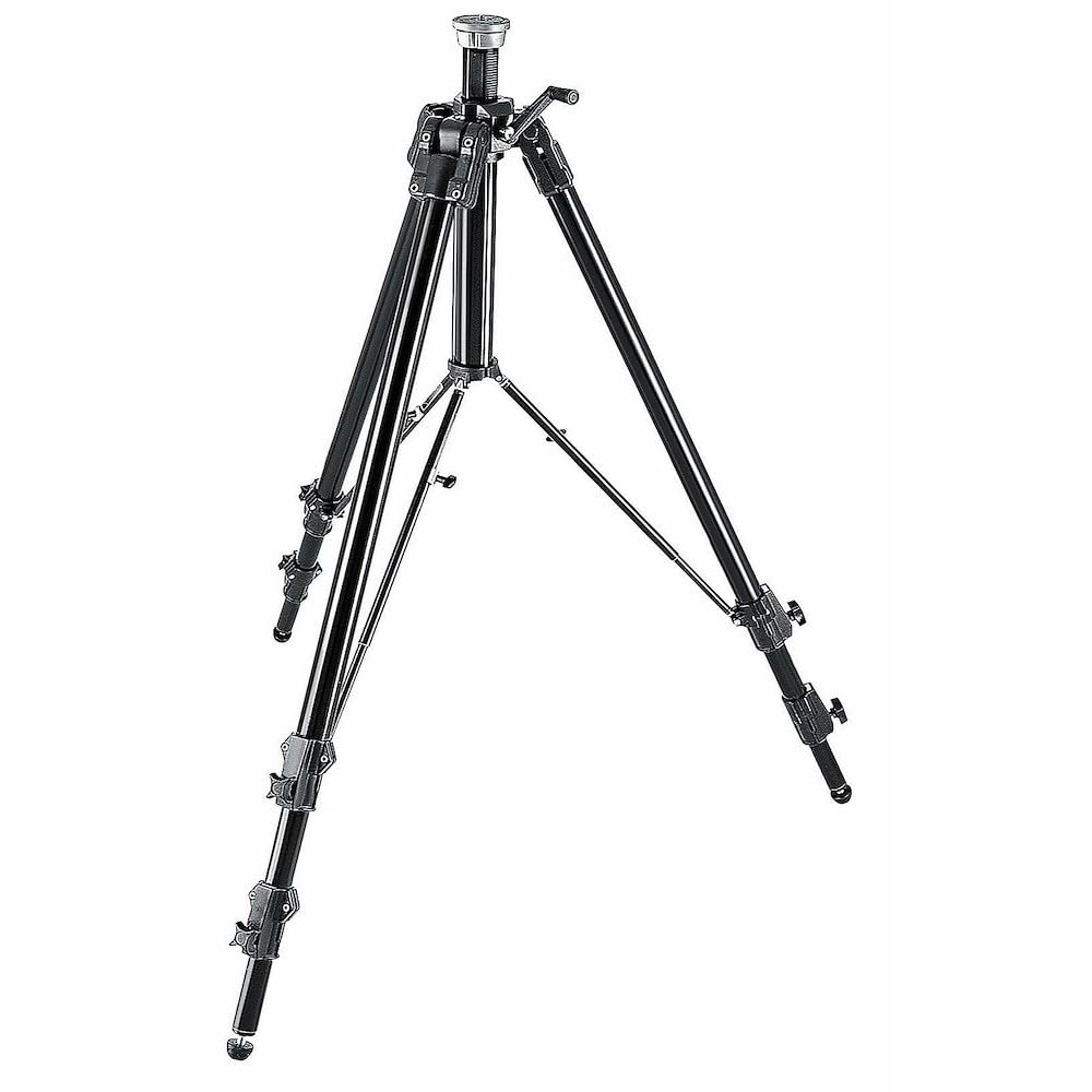 Manfrotto Super pro 161 MK 2 B professionelles Kamerastativ. Schwarzes, robustes Dreibeinstativ. Hält Kamera stabil für scharfe Aufnahmen.