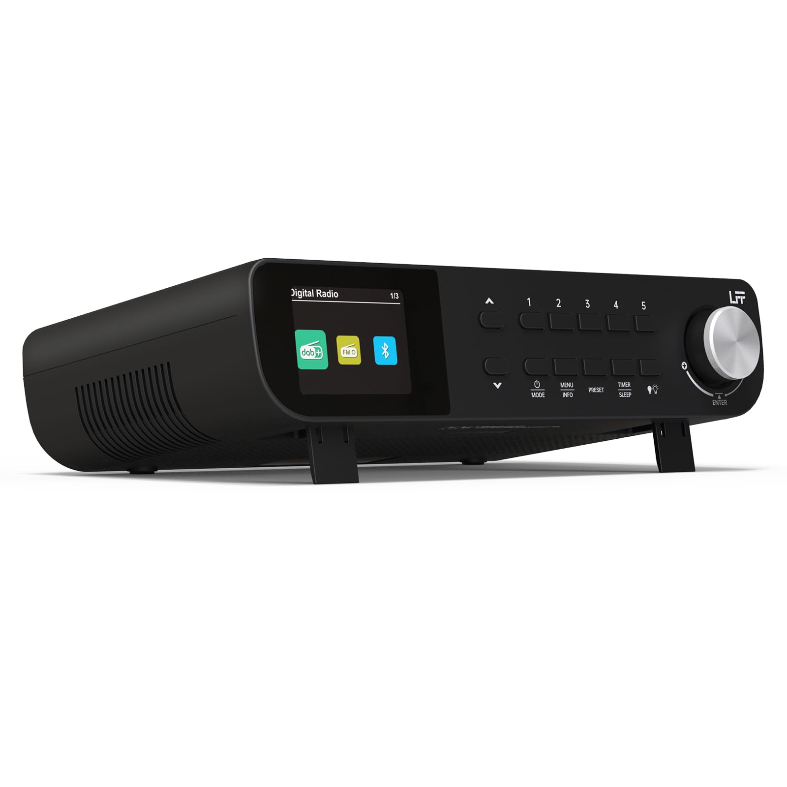 LFF Küchenradio DAB+ Tragbar - Bluetooth & Farbdisplay, rechteckig. Spielt DAB+ & Bluetooth-Audio in der Küche ab.