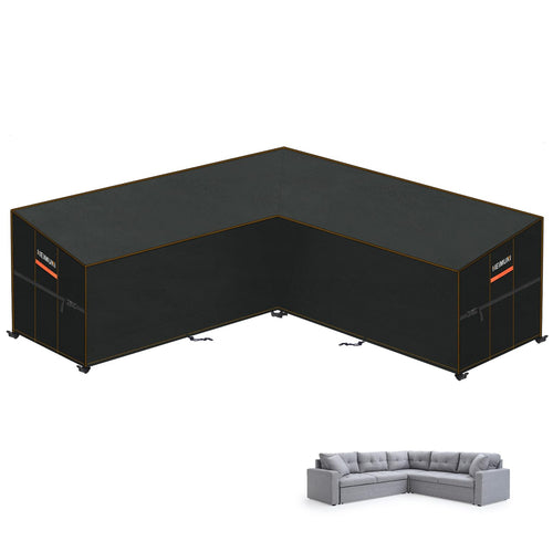 HEIMUNI Abdeckung Lounge Sofa L-Form wasserdicht 270x270 cm aus 420D Oxford-Gewebe mit Schnallengurten