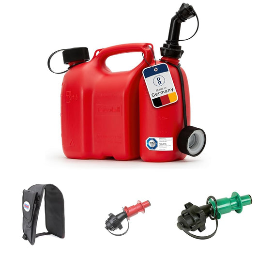 hünersdorff PROFI Kombikanister Kraftstoff/Öl 3+1.5L Rot. Roter Kombikanister zur Betankung von Maschinen mit Kraftstoff & Motoröl.
