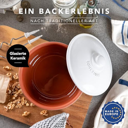 Römertopf Brotbacktopf aus Naturton, Weiss – Max. 1000g Backgut