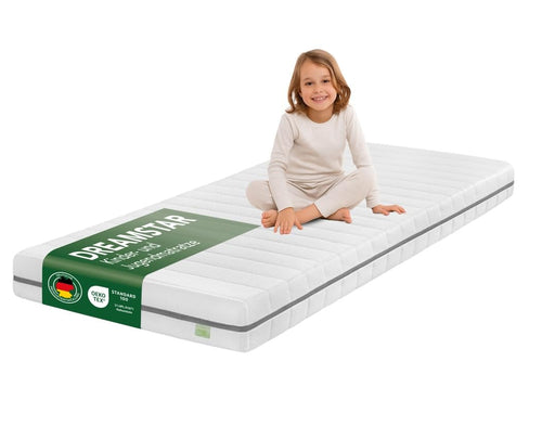 DREAMSTAR Ergo Kids Junior Kinder- und Jugendmatratze 90 x 200 cm, Schaumstoff, abnehmbarer Doppeltuchbezug