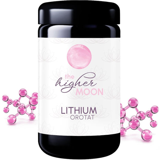 The higher MOON Lithium Pulver Li-Orotat Labor - 100g Violettglas. Pulver in Violettglas, zur Lithium-Supplementation.
