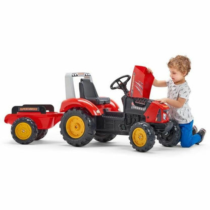 Falk 2020AB Supercharger Trettraktor – Rot mit Anhänger