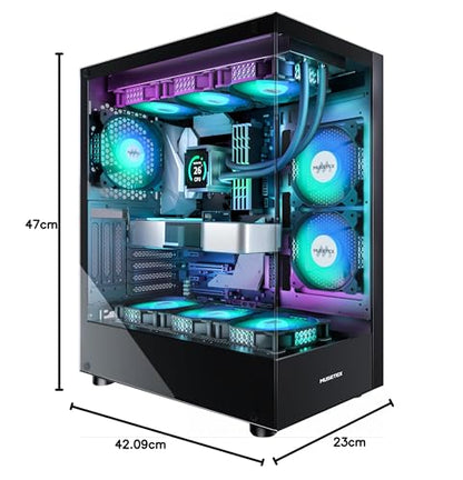 MUSETEX K2 ATX PC Gehäuse Panoramaglas 6 ARGB Lüfter - Schwarz