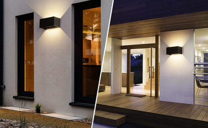 Cwycfw 24W LED Wandleuchte Aussen/Innen – Schwarz Warmweiss 2er Set