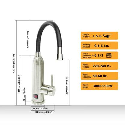 HOGART Elektrischer Wasserhahn mit Durchlauferhitzer 230V