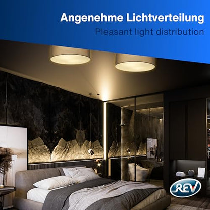 REV Rund 50cm Stoff Vintage Deckenleuchte - Schwarz