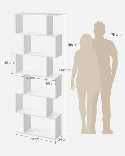 VASAGLE Bücherregal LBC61WT – Standregal Weiss 6 Ebenen