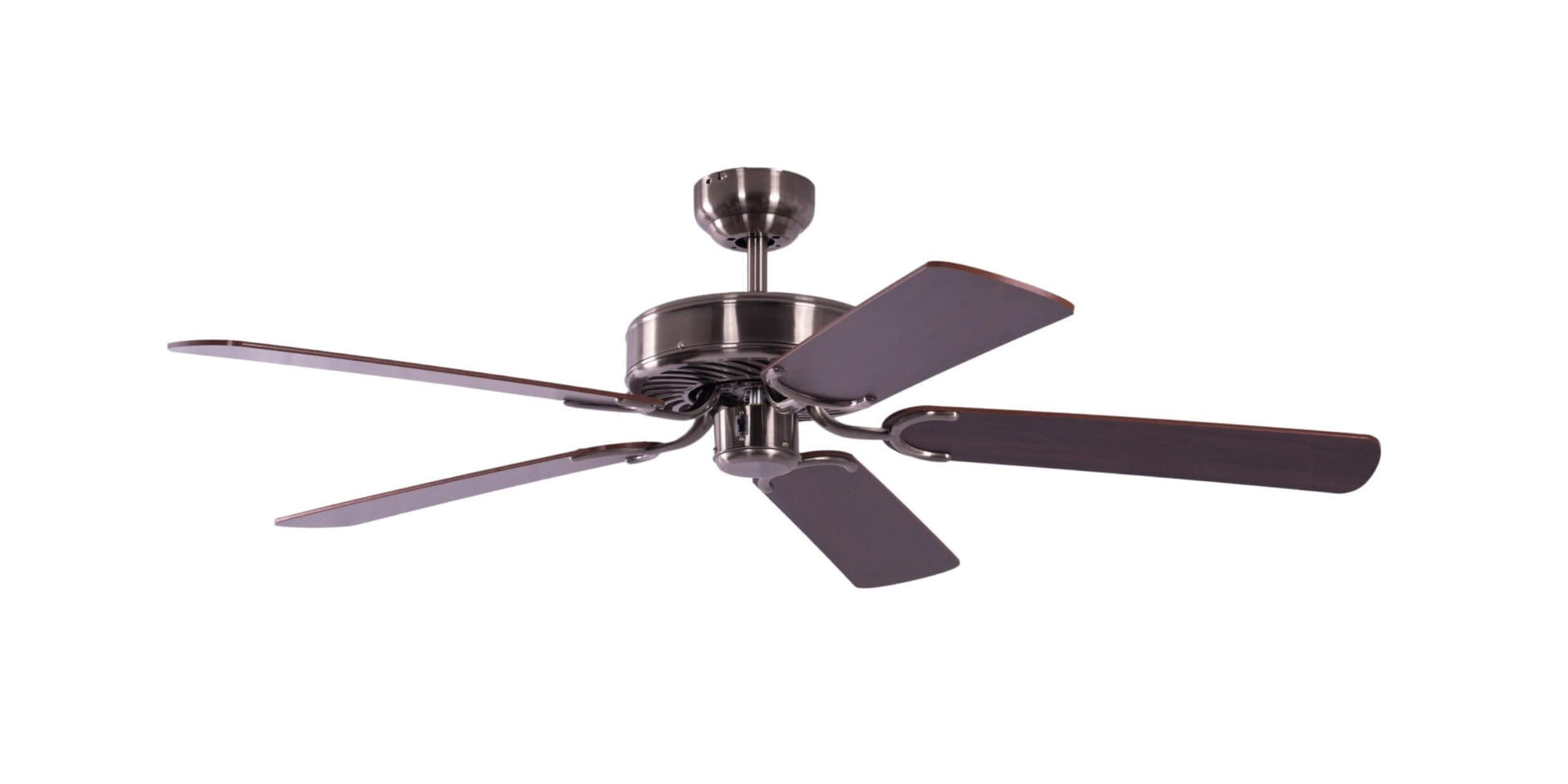 Potkuri Deckenventilator 132 cm – Gealtert Silber ohne Beleuchtung. Mit Rotorblättern zur Raumluftzirkulation.