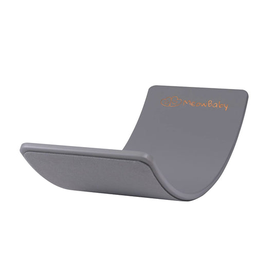 MEOWBABY Balance Board Kinder Montessori 80x30cm Grau. Gewölbtes, graues Holzbrett fördert Gleichgewicht und Motorik von Kindern beim Schaukeln.