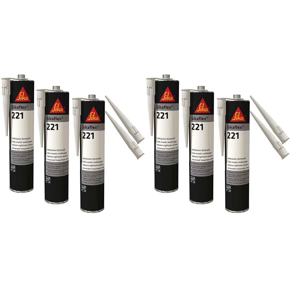 Sikaflex 221 Witterungsbeständiger Dichtstoff 300ml Weiss – 6er Set: 6 weisse Kartuschen für dauerelastische Fugenabdichtung.