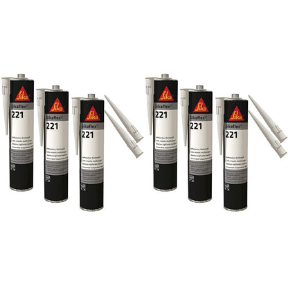 Sikaflex 221 Witterungsbeständiger Dichtstoff 300ml Weiss – 6er Set: 6 weisse Kartuschen für dauerelastische Fugenabdichtung.