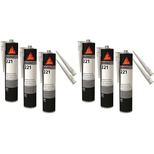 Sikaflex 221 Witterungsbeständiger Dichtstoff 300ml Weiss – 6er Set: 6 weisse Kartuschen für dauerelastische Fugenabdichtung.