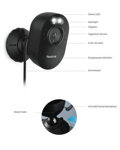 Reolink Lumus-2K 4MP Dualband WLAN Überwachungskamera - Schwarz
