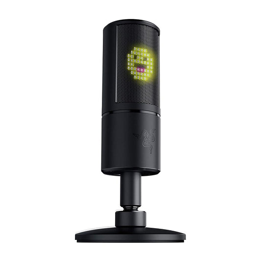 Razer Seiren Emote USB Kondensator-Mikrofon – Schwarz. Zylindrisches Mikrofon mit LED-Display zur Sprachaufnahme für Streams und Gaming.