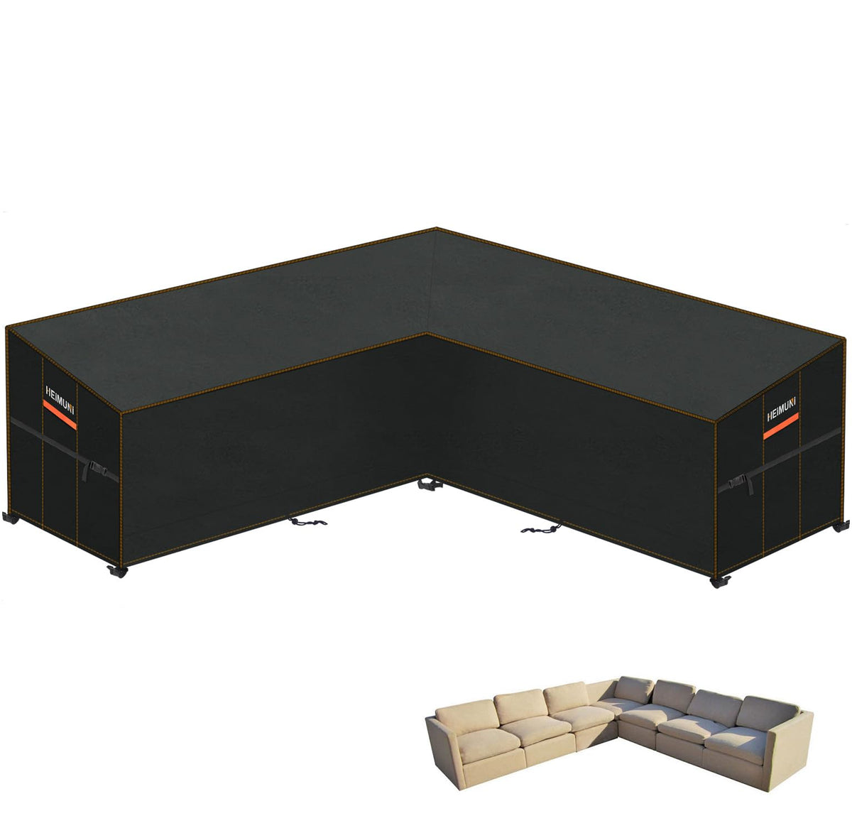 HEIMUNI Gartenmöbel Abdeckung L-Form wasserdicht 300x300 cm aus 420D Oxford-Gewebe für L-förmige Lounge