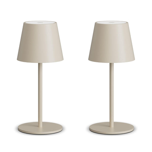 lundwa LED Akku Tischlampe kabellos dimmbar, 3000 K, beige, 2er-Set aus Aluminium