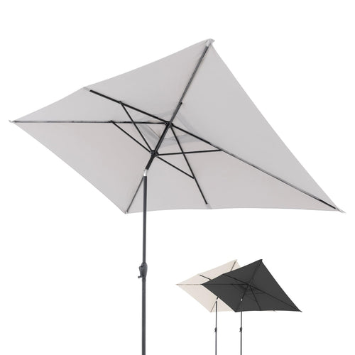 Doppler Jack Sonnenschirm 300 x 200 cm hellgrau, knickbar mit Kurbel