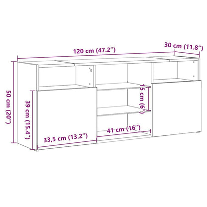 vidaXL TV Schrank Betongrau LED - Lowboard 120cm